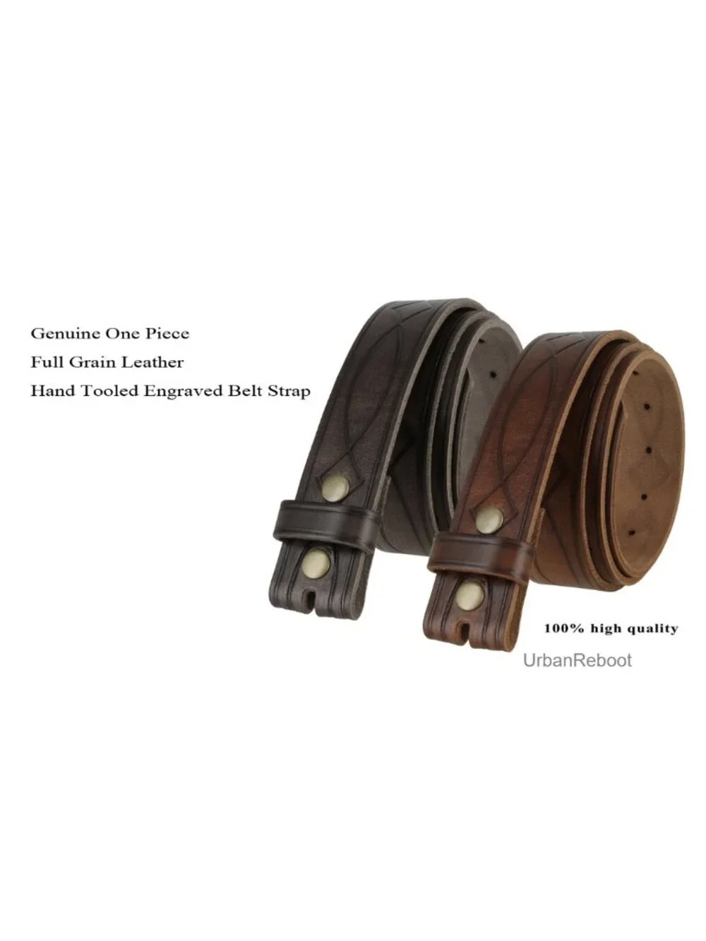 Genuine Full Grain Leather Western Engraved Tooled Belt 1.5